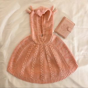 Baby Girl Pink Hooded Sweater Poncho